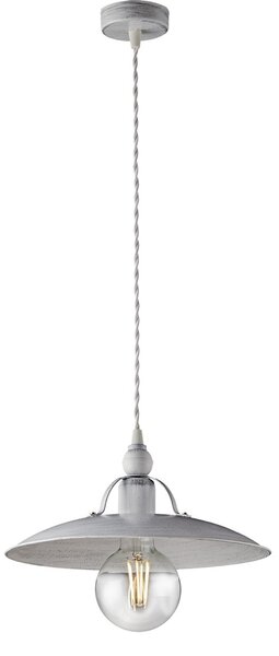 Sospensione Cantina Stile Industrial 1 Luce Ferro Bianco E Argento