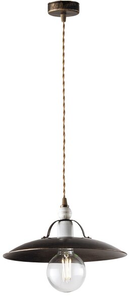 Sospensione Cantina Stile Industrial 1 Luce Ferro Marrone E Oro