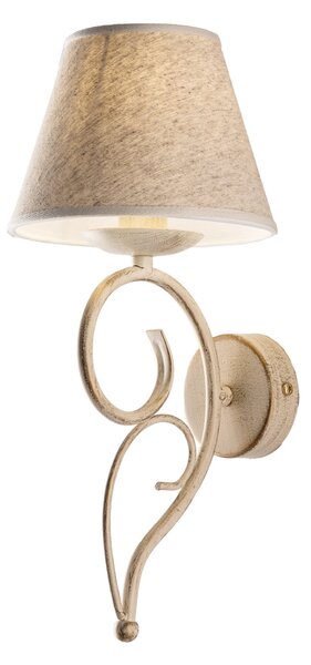 Applique 1 Luce Vienna Ferro Avorio E Oro Con Paralume In Pvc