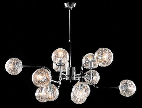 Lampadario Moderno Ikarus Metallo Cromo 12 Luci E14