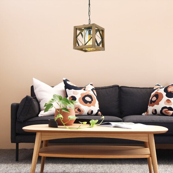 Lampadario marrone con paralume in legno/con paralume in metallo Zikzak Cam – Opviq lights