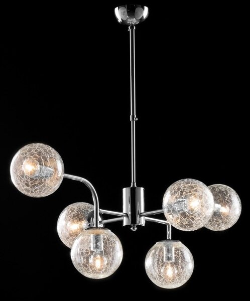 Lampadario Moderno Ikarus Metallo Cromo 6 Luci E14