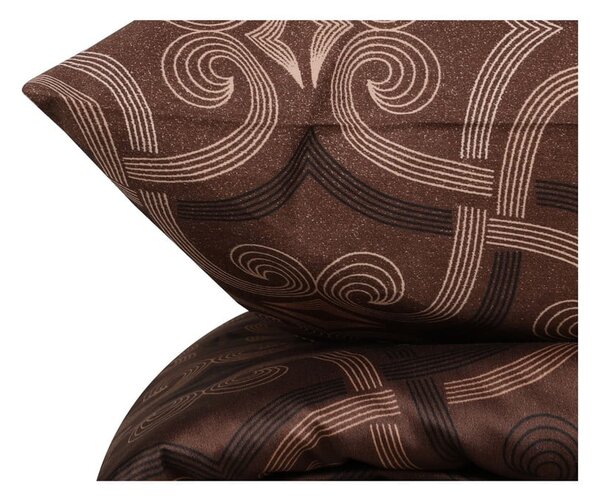 Biancheria da letto matrimoniale in cotone sateen marrone 200x200 cm Pandora - Mijolnir