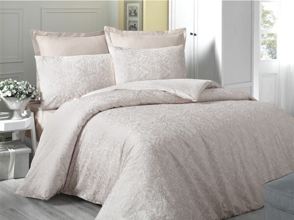 Biancheria da letto in cotone sateen crema per letto singolo, 140 x 200 cm Cream - Mijolnir