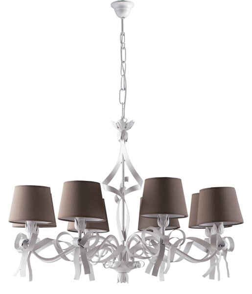Lampadario Shabby Chic Lucy Bianco Tortora 8 Luci BeLight