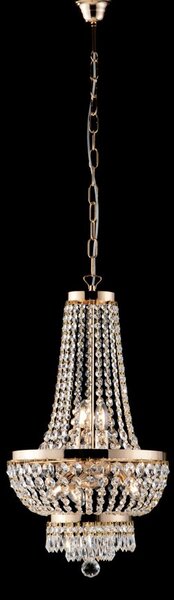 Lampadario Classico Mozart Metallo E Cristallo Oro 5 Luci E14