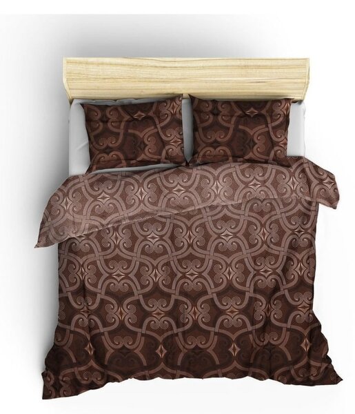Biancheria da letto matrimoniale in cotone sateen marrone 200x200 cm Pandora - Mijolnir