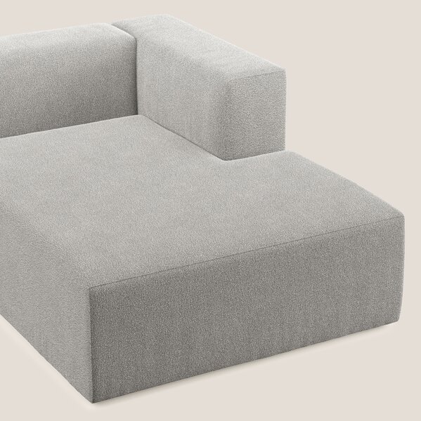 Nettuno modulo chaise longue in morbido tessuto bouclè T07 grigio