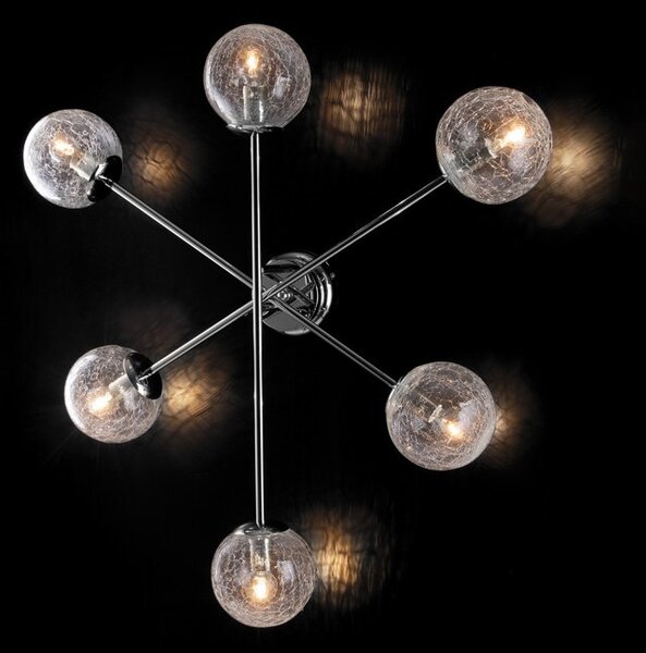 Plafoniera Moderna Tresor Metallo Cromo 6 Luci E14