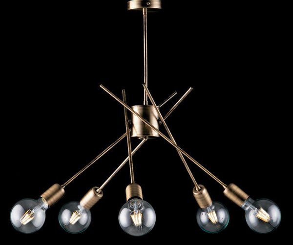Plafoniera Industrial Polish Metallo Bronzo 5 Luci E27