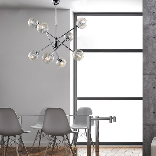 Lampadario Moderno Tresor Metallo Cromo 8 Luci E14