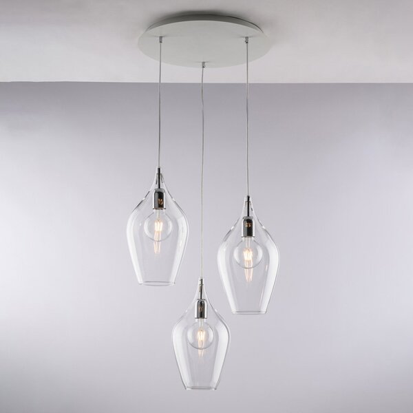Lampadario Moderno Ares Metallo Trasparente 3 Luci E27