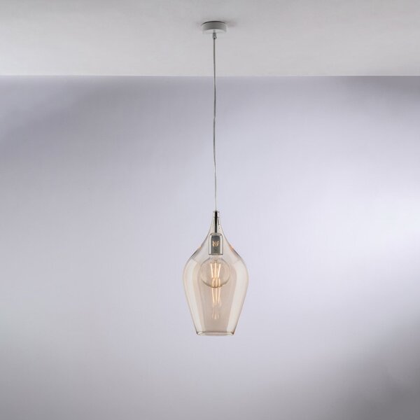 Lampadario Contemporaneo Ares Metallo Ambra 1 Luce E27