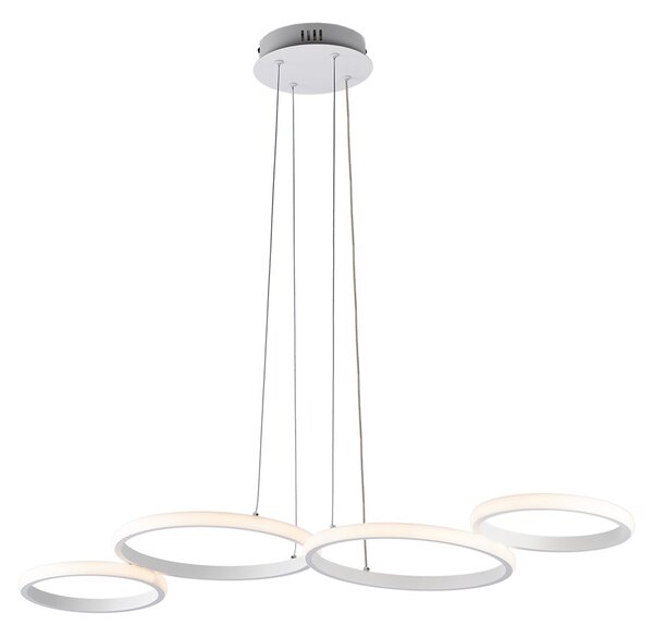Sospensione Moderna Atena Alluminio Bianco Led Integrato 48 W Cct E Telecomano