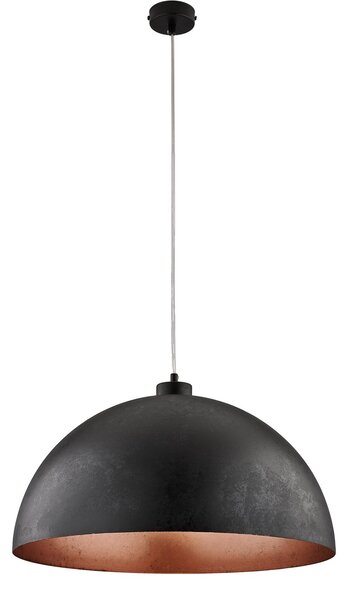 Sospensione Industrial 1 Luce Marcus In Ferro Laccato Nero E Rame Diam 50