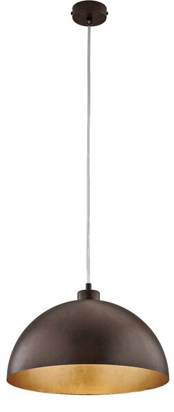 Sospensione Industrial 1 Luce Marcus In Ferro Laccato Ruggine E Oro Diam 35
