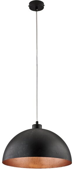 Sospensione Industrial 1 Luce Marcus In Ferro Laccato Nero E Rame Diam 35
