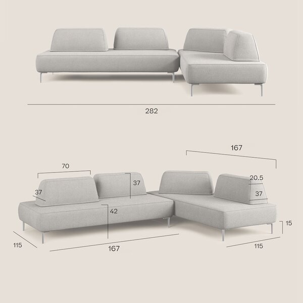 Newton divano angolare modulare con schienali movibili T07 beige