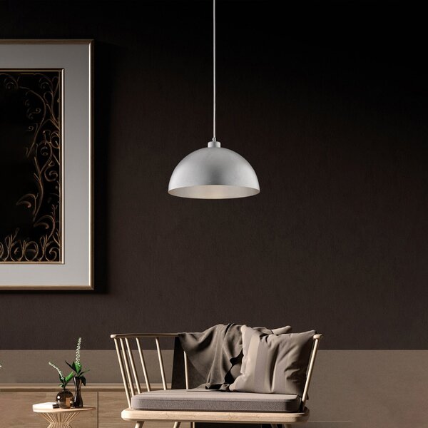 Sospensione Industrial 1 Luce Marcus In Ferro Laccato Argento Diam 35
