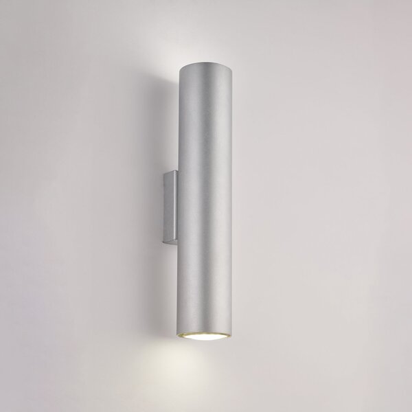 Applique Moderna A Cilindro Dag 2 Luci Gu10 In Ferro Laccato Argento