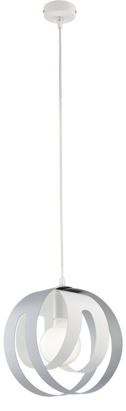 Sospensione 1 Luce Tobias Ferro Laccato Bianco E Grigio Taglio Laser