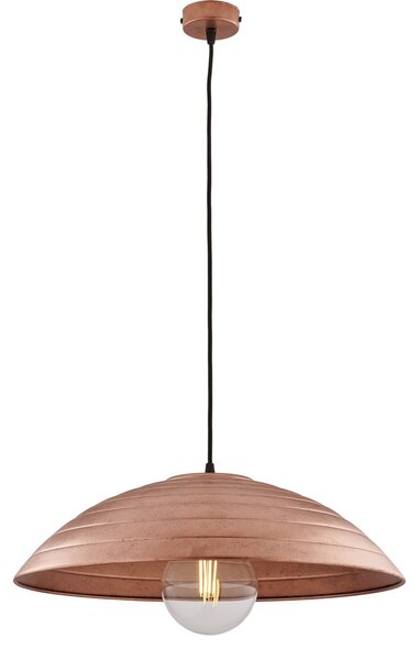 Sospensione 1 Luce Sender In Ferro Laccato Nero Con Decoro Rame
