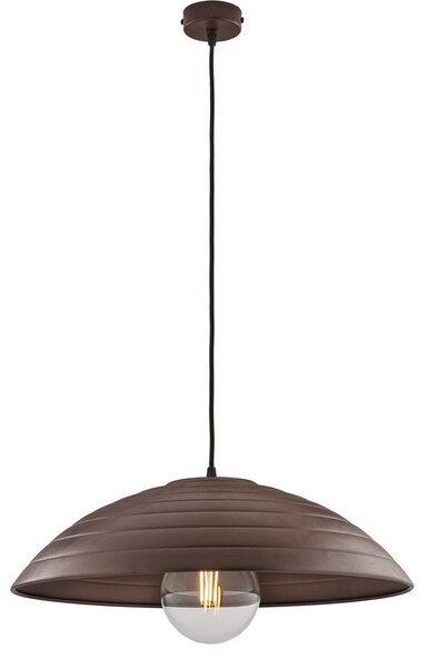Sospensione 1 Luce Sender In Ferro Laccato Nero Con Decoro Ruggine