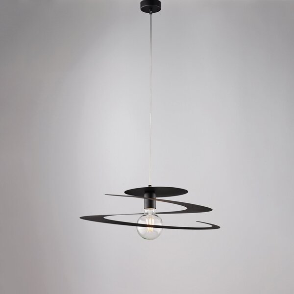 Sospensione Moderna 1 Luce Spring Ferro Laccato Nero Taglio Laser