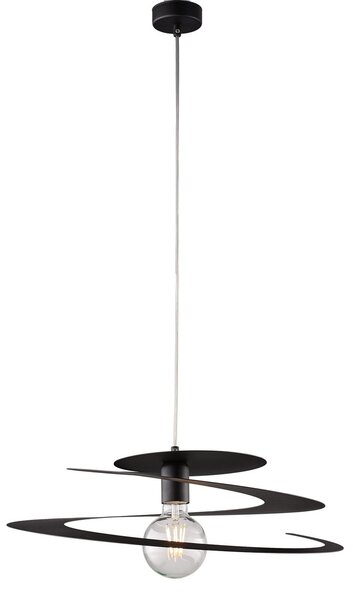 Sospensione Moderna 1 Luce Spring Ferro Laccato Nero Taglio Laser