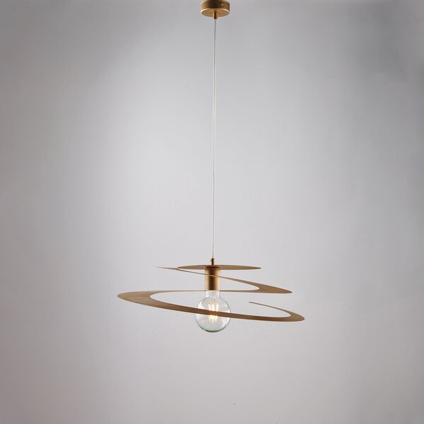Sospensione Moderna 1 Luce Spring Ferro Laccato Oro Taglio Laser
