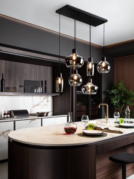 Redo 01-4047 - Lampadario a sospensione con filo ATLANTIS 6xE27/42W/230V nero