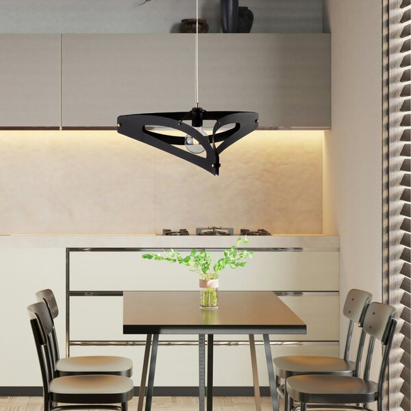 Sospensione Moderna 1 Luce Onyx Ferro Taglio Laser Nero