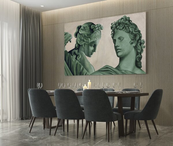 Arte Mariani quadro dipinto a mano contemporaneo Apollo e Venere 70 x 120 cm