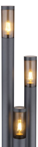 Globo Lampione Boston, 3 luci, antracite dimmerabile, Nero, Acciaio Inox, Moderno