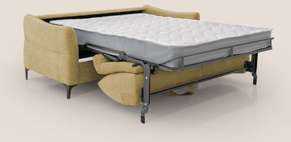 Dalia divano letto con materasso H18 cm e piedi alti in raffinato tess