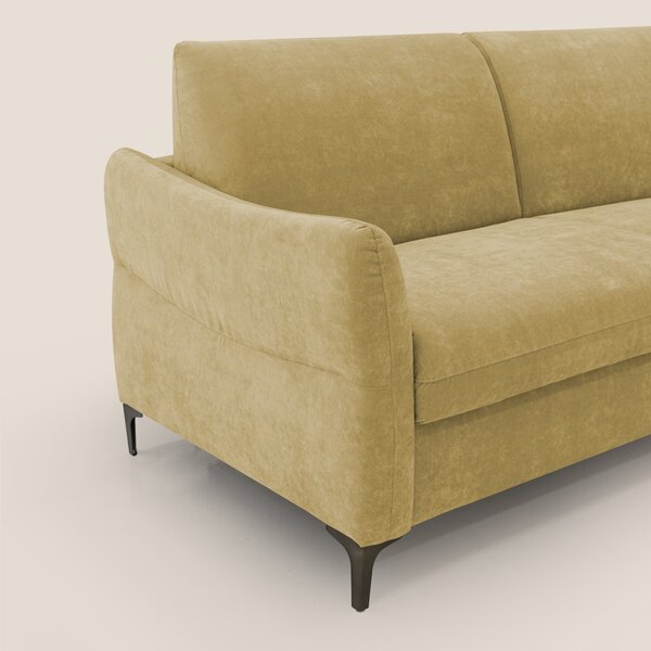 Dalia divano letto con materasso H18 cm e piedi alti in raffinato tess