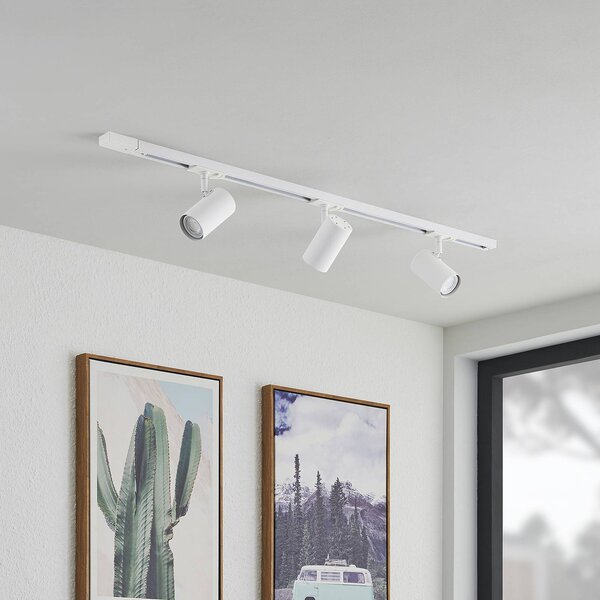 Sistema binario monofase Lindby, GU10, a 3 luci, bianco Linaro dimmerabile, Bianco / Opale, Corridoio, Alluminio, Moderno