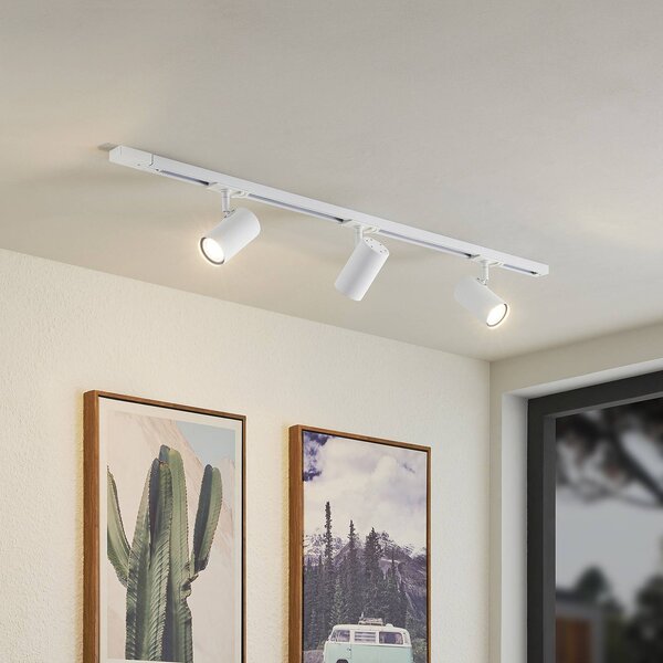 Sistema binario monofase Lindby, GU10, a 3 luci, bianco Linaro dimmerabile, Bianco / Opale, Corridoio, Alluminio, Moderno