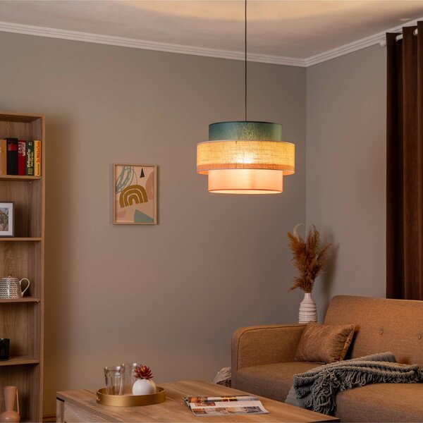 Lampada a sospensione Trio TK Lighting, dimmerabile, Multicolore, Soggiorno / Sala da pranzo, Tessuto / Stoffa / Seta, Lampada a sospensione