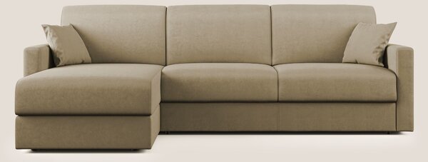 Chris Divano letto angolare con penisola in microfibra smacchiabile T1