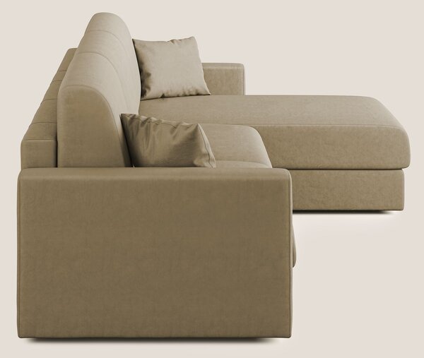 Chris Divano letto angolare con penisola in microfibra smacchiabile T1