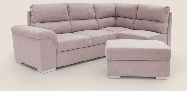 Minerva divano angolare con estraibile a cassettone e pouf contenitore