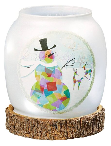 Hellum Vaso di vetro LED pupazzo di neve a batteria