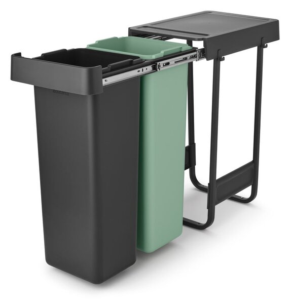 Bidone in plastica da incasso per raccolta differenziata in grigio scuro menta 60 l Sort&Go - Brabantia