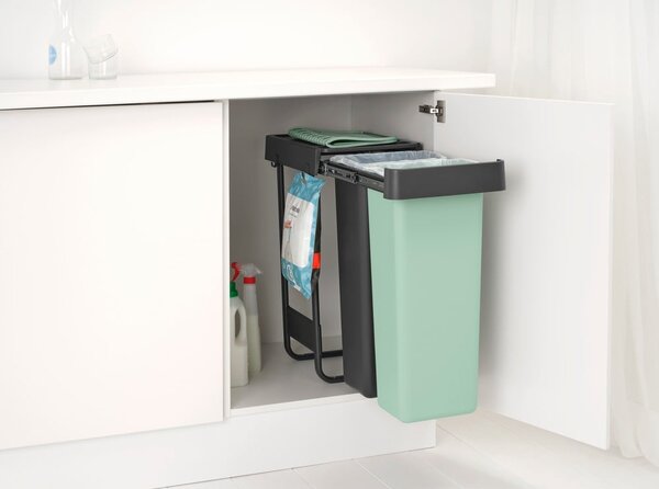 Bidone in plastica da incasso per raccolta differenziata in grigio scuro menta 60 l Sort&Go - Brabantia