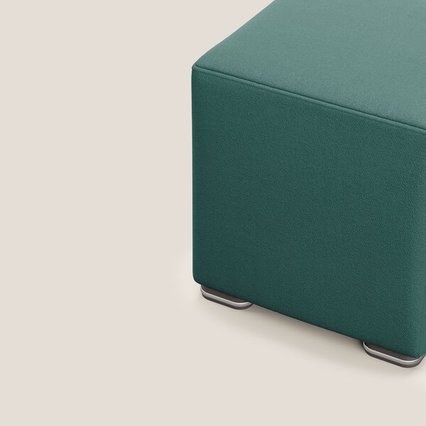 Cube pouf in microfibra smacchiabile T11 petrolio
