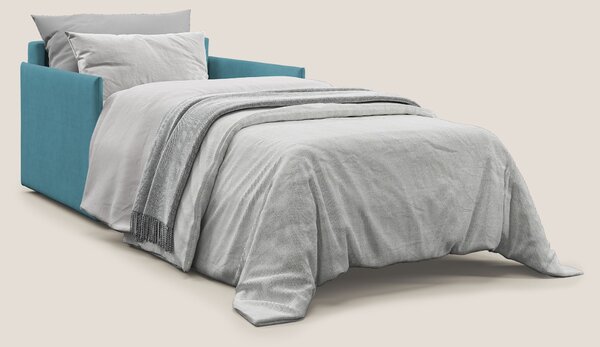 Evans poltrona letto in morbido tessuto impermeabile T02 azzurro