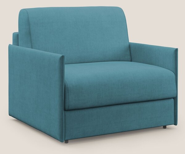 Evans poltrona letto in morbido tessuto impermeabile T02 azzurro