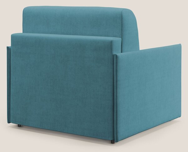 Evans poltrona letto in morbido tessuto impermeabile T02 azzurro