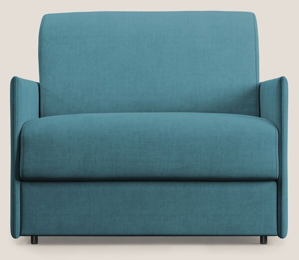 Evans poltrona letto in morbido tessuto impermeabile T02 azzurro